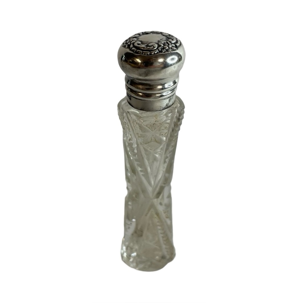 Antique 1912 C. Charles May & Sons Sterling Silver & Cut Glass Perfume Bottle
